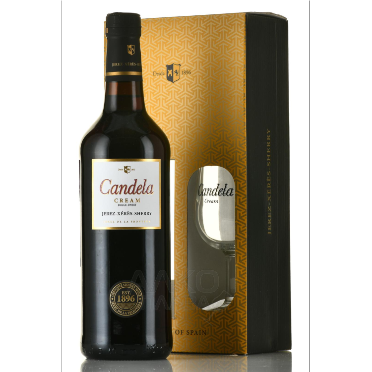 Candela Cream, Jerez DO, gift box with glass