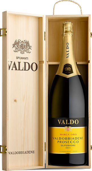 Игристое вино Valdo, Marca Oro, Prosecco di Valdobbiadene Superiore DOCG, в деревянном футляре 3 л
