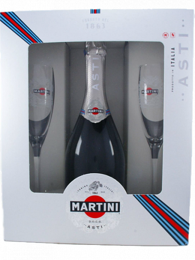 Игристое вино Martini Asti Spumante, с 2 подарочными бокалами 0.75 л