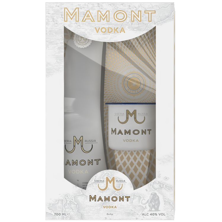Водка МАМОНТ подарочная упаковка + кружка