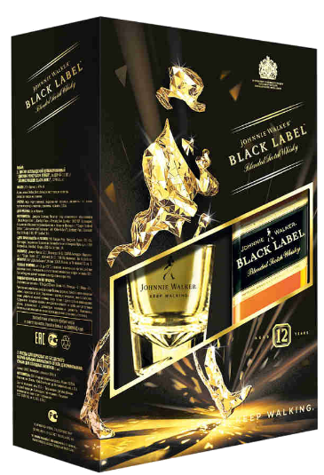 Виски Johnnie Walker Black Label, 12 летней выдержки+1 подарочный стакан 0.7 л