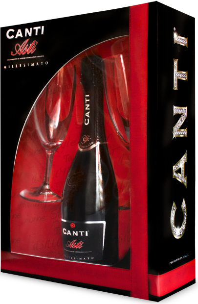 Игристое вино Asti Canti, с 2 подарочными бокалами 0.75 л