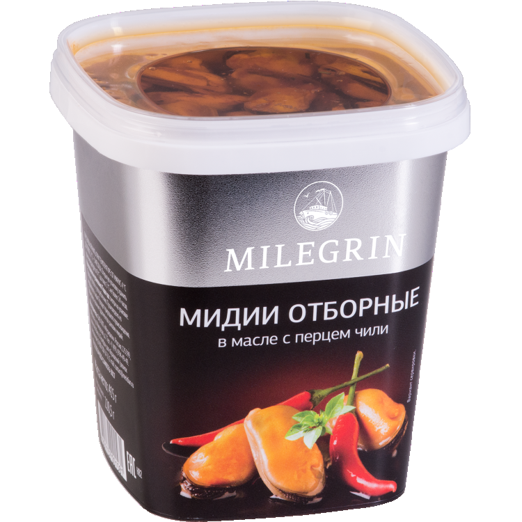 Мидии отборные в масле с перцем чили милегрин