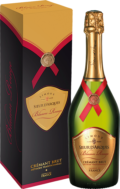 Игристое вино Sieur d'Arques, Blason Rouge Cremant Brut, Limoux AOC, в подарочной упаковке 0.75 л