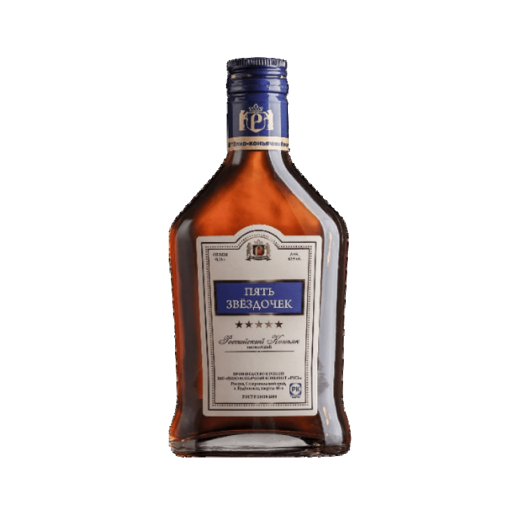 Коньяк Российский Пять Звездочек Винно-Коньячный Комбинат Русь 0.25 л