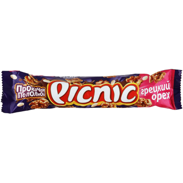 Шоколадный батончик "Picnic" грецкий орех в молочном шоколаде 52гр