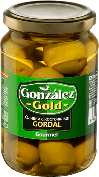 Оливки, маслины Оливки Зелёные С Косточками Гордаль Gonzalez Gold 350 гр