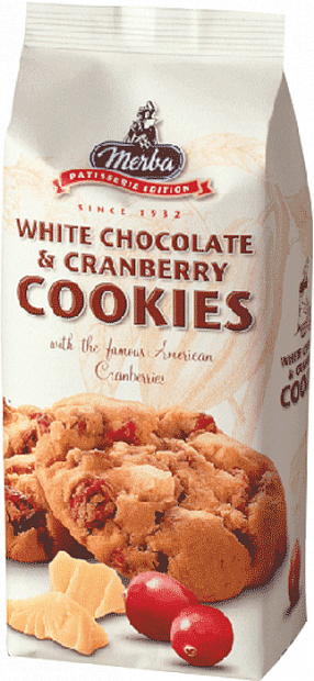 Печенье Merba white chocolate & cranberry cookies