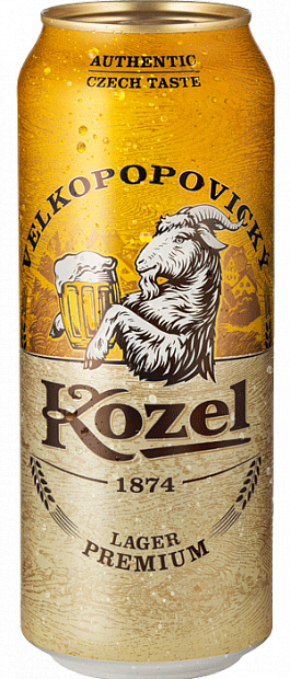 Светлое пиво Velkopopovicky Kozel Premium, в банке 0.5 л