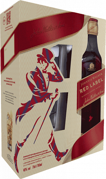 Виски Johnnie Walker Red Label, подарочная упаковка + бокал 0.7 л