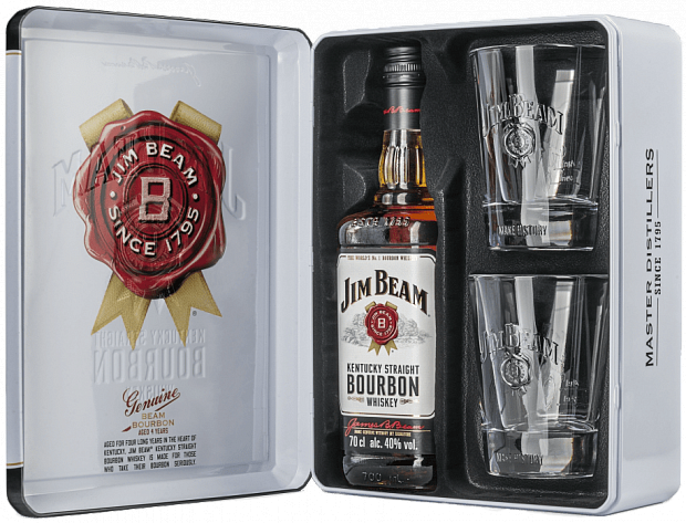 Виски Jim Beam в подарочной упаковке с двумя бокалами 0.7 л