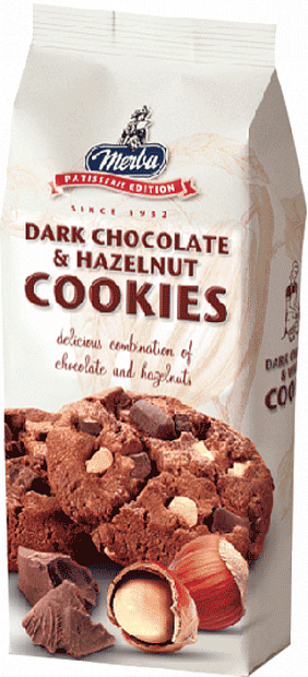 Печенье Merba dark chocolate & haselnut cookies