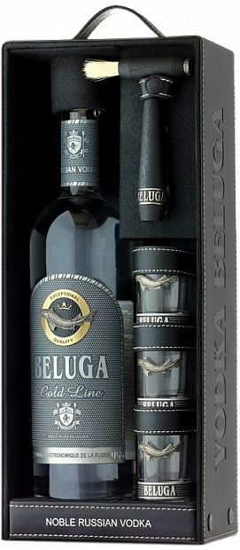 Водка Beluga Gold Line, в упаковке с 3 подарочными стаканами 0.75 л